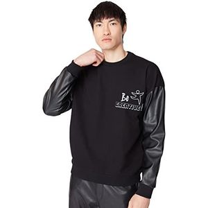Trendyol Man Basics Regular Basic Sweatshirt met ronde hals, Zwart, M