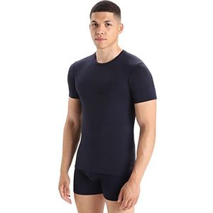 Icebreaker Heren Anatomica Crewe T-Shirt - Functioneel Shirt Heren - Merino Wol Ondergoed - Midnight Navy, M