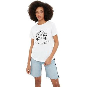 Trendyol Dames Dames Regular Standaard Ronde Hals Gebreid T-shirt, Wit, XS