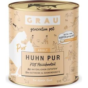 GRAU - het origineel - Natvoer voor honden - puur kip, 6 verpakking (6 x 400 g), monoproteïne, voor volwassen honden