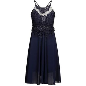 ApartFashion APART cocktailjurk voor dames van chiffon, mesh en kant, speciale gelegenheidsjurk, donkerblauw, regular