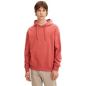 Tom Tailor Denim heren 1033171 Basic hoodie met capuchonprint, 10418 - Smoky Red, XL