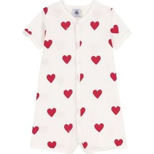 Petit Bateau Uniseks baby combicourt, wit/rood, 3 Maanden