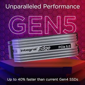 Integral Edge 1TB Gen5 M.2 2280 NVMe SSD met koellichaam – Tot 11.000 MB/s lezen en 8500MB/s schrijven – Gaming, video- en fotobewerking, ontwerp, 3D-rendering en meer – Interne Gen5 Solid State Drive