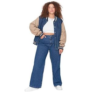 Trendyol Vrouwen Plus Size Hoge Taille Brede Pijpen Plus Size Jeans, Indigo, 70 grote maten