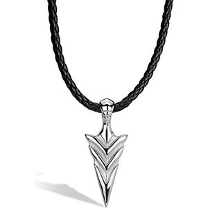 SERASAR lederen ketting mannen met hanger - 60cm Zilver koord juwelendoos voor echt leer cadeau sieraden band