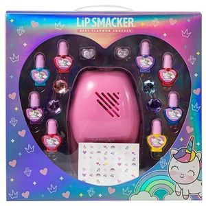 Lip Smacker Nail Blockbuster Set, Kinder Nagellak Set inclusief 8 Nagellak, 22 Stickers 1 Nageldroger, Haarklemmen & Ringen, All-in-One Make-up Set voor de ultieme creatieve look van jouw kinderen