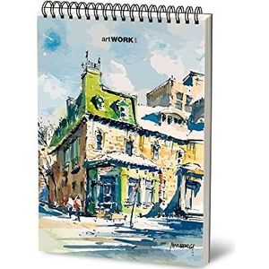 Stifflex Premium artWORK – Paint Corner Shop / schetsboek schetsboek spiraalbinding, Italiaans, 24 x 33 cm, 30 natuurlijke witte blanco en 3 abrikoos 3 blauwe 3 grijze 3 zwarte bladeren