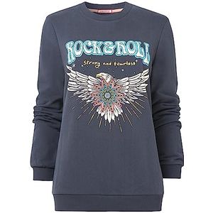 Joe Browns Dames Grungey Rock & Roll Slogan Eagle Grafisch sweatshirt met lange mouwen en ronde hals, grijs, 6, Grijs, 32