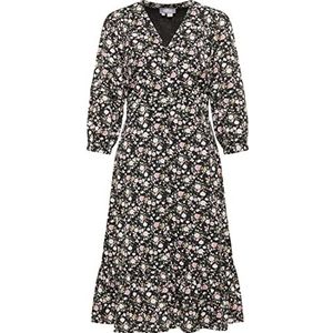 corbridge Midi-jurk voor dames, met bloemenprint, Zwart meerkleurig., XL