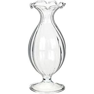Glazen knopvaas, transparant, 12 cm hoog, conische hals, voor thuis, vensterbank, cadeau voor hem of haar, bruiloftstafel voor tafeldecoratie