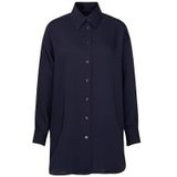 Donkerblauw - Blouse - 100% Polyester - Oversized met Overhemdkraag
