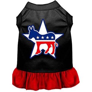 Mirage Democraat Zeefprint Jurk Groot, Zwart/Rood