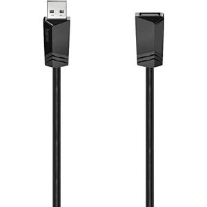 Hama USB-A-kabel - USB A (verlengsnoer, USB 2.0 A-stekker, USB A-aansluiting, 480 Mbit/s, 0,5 A, 5 m) zwart