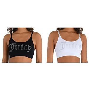 Juicy Couture Dames 2 Pack Naadloze Comfort Lounge Draadloze Bralette, Zwart/Wit, L