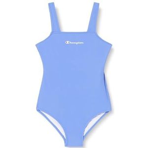 Champion Legacy Icons Swimwear G - Matt Nylon Script Logo kostuum, blauwe jeans, 3-4 jaar meisjes en meisjes SS24, Blauw Jeans, 3-4 Jaar