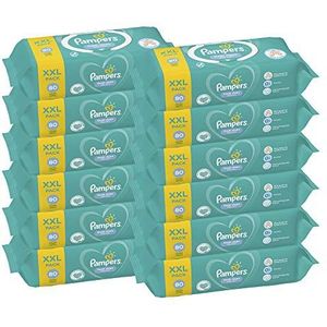 Pampers Fresh Clean babydoekjes 960 stuks (12 x 80), maandelijkse verpakking, reinigt de buik, handen en gezicht voorzichtig, neutrale geur