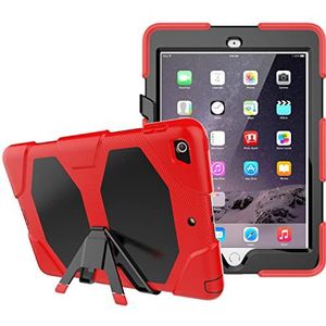 iPad Case 2018/2017 9.7 inch hoesje met roterende standaard en schermbeschermer schokbestendige beschermhoes voor iPad 5e/6e Gen/Pro 9.7/Air 2-rood