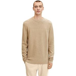 TOM TAILOR Basic gebreide trui met structuur heren 1032302,30317 - Licht Splashy Zand Melange,XL