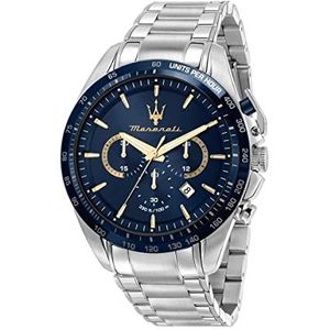 Maserati Meilenstein Limited Edition herenhorloge, kwarts, chronograaf - R8873612052, Blauw, 42 mm, Armband