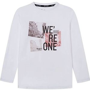 Pepe Jeans Ridley T-shirt voor jongens, 800 wit, 6 Jaren