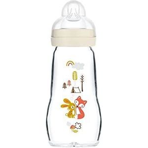 MAM Glazen fles (260 ml) - warmte- en temperatuurbestendige flesjes - fopspeen doorstroming 2 medium voor baby's vanaf 2 maanden - kleur: wit
