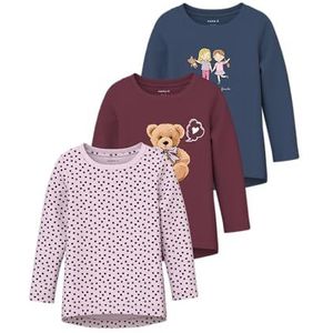 NAME IT Shirt 'NMFNIA'  navy / rosé / bourgogne / zwart