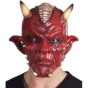 Boland 97505 Latex hoofdmasker duivel, unisex – volwassenen, rood, Taglia Unica