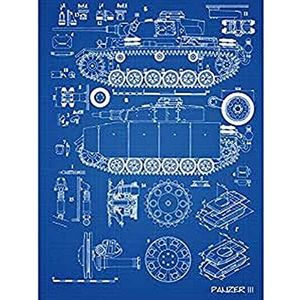 Panzer III 3 Duitse Medium Tank Blauwdruk Plan Unframed Muur Art Print Poster Home Decor Premium