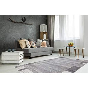 Laagpolig tapijt patchwork zacht zilver grijs wit onderhoudsvriendelijk 160x230cm