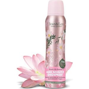 Jean & Len deodorantspray Fresh Lily Breeze, biedt betrouwbare deodorantbescherming tot 48 uur, met waterlelie-extract en menthol, antibacterieel, zonder aluminium (ACH), veganistisch, 150 ml