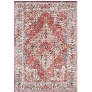 Nouristan - Asmar - Vloerkleed - Baksteenrood - 100% Polyester, Öko-Tex Standard 100, 0,7 mm hoogte, 1000 g/m²