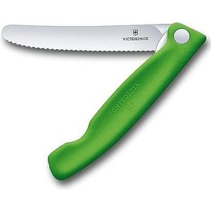 Victorinox Swiss Classic faltbares Gemüsemesser, Wellenschliff, 11 cm, grün