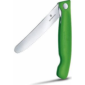 Victorinox Swiss Classic faltbares Gemüsemesser, Wellenschliff, 11 cm, grün