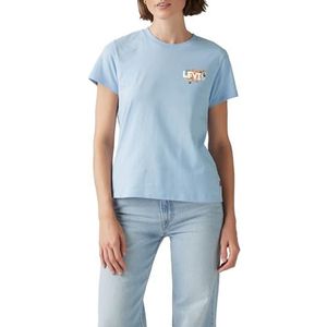 Levi's - The Perfect Tee - T-shirt - Lichtblauw - Met Batwing-logoprint