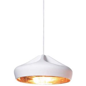 Pleat Box 36 LED-hanglamp, 5-8 W, met keramische kap en emaille binnenlamp, wit/goudkleurig, 34 x 34 x 20 cm (A636-221)