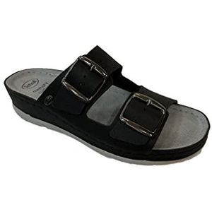 Scholl Aberdeen Sandaal voor dames, zwart, 37 EU Breed