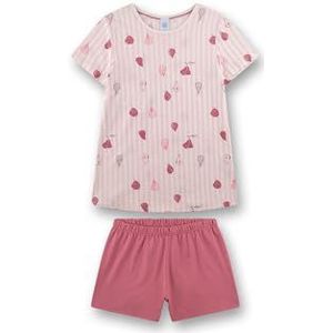 Sanetta Meisjespyjama, kort, roze, hoogwaardige en comfortabele pyjama van katoen-modal-mix voor meisjes, korte mouwen, pyjamaset voor meisjes, roze, 128