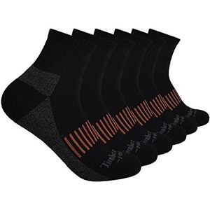 Timberland PRO Heren 6-Pack Quarter Sokken, Zwart (6 Pack), Large, Zwart, Large