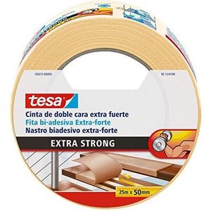 Tesa TE05672-00000-11 dubbelzijdig plakband, extra sterk, 25 m x 50 mm, beige, standaard