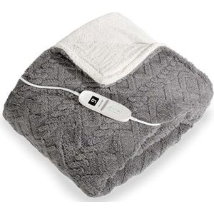 Cecotec HeatConfort ThermalBlanket Sherpa verwarmde deken (160 x 130) - thermische deken met automatische uitschakeling, 9 instelbare temperatuurniveaus en zacht flanel, ideaal voor warmte