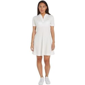 Tommy Hilfiger Dames F&f Open Plckt Lycll Polo DRS Ss Jurken, Ecru, XL