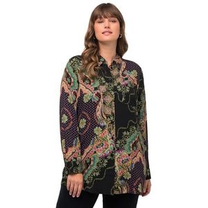 Ulla Popken Hemdblouse met ruitprint, zwart, 46/48 NL