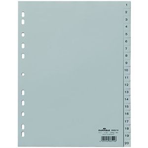 Duurzame 6522-10 NumERIC tab-index polypropyleen (PP) grijs scheidingsblad ranking - tabbladen (NUMERIC Tab Index, polypropyleen (PP), grijs, portret, A4, 230 mm), 5 stuks