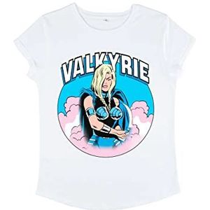 Marvel Valkyrie Clouds T-shirt met opgerolde mouwen, wit, L, wit, L