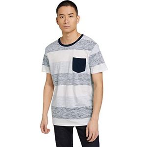 TOM TAILOR Denim Uomini T-shirt met borstzak 1029954, 29195 - Blue Navy Block Inside Stripe, S
