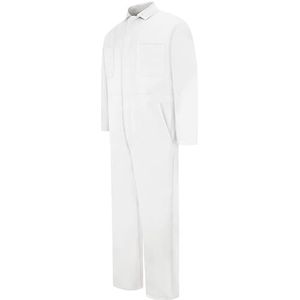 Red Kap Men's Snap Front Cotton Coverall, Oversized Fit, Long Sleeve, Bleached White, 46