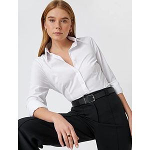 Koton Dames Katoen Basic Shirt Lange mouw, wit (000), 34