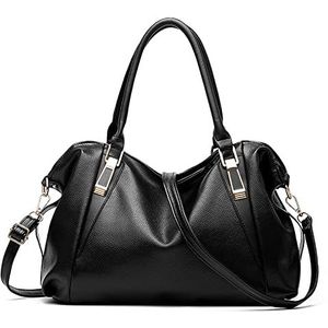 Ikaif Vrouwen Handtas Messenger Bag, Dames Grote Capaciteit Zachte Pu Lederen Schoudertas Top-Handvat Cross-Body Bags (Black)