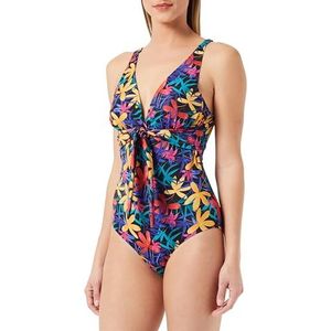 Sans Complexe Island Dream eendelig badpak zonder beugel voor dames, Zwarte bloemen, 50-52